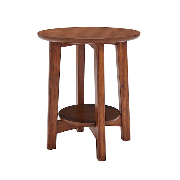 Alaterre Furniture Monterey 20" Round Mid-Century Modern Wood End Table, Warm Chestnut ANMT0170 - main